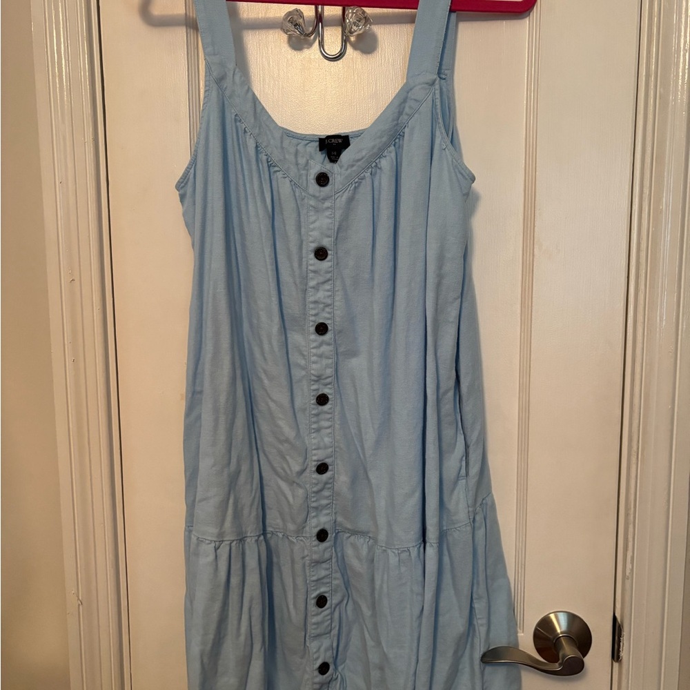 J. Crew Blue Sleeveless Buttoned Midi Sundress